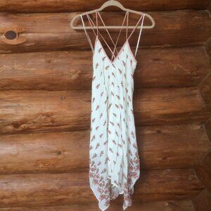 Lovestitch Cream & Dusty Rose Dotted Swiss Strappy Dress Size Small